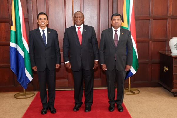 High Commissioner Air Chief Marshal Udeni Rajapaksa (Retd) Presents Credentials to South African President Cyril Ramaphosa